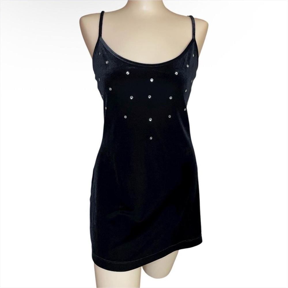 Vintage Shirley of Hollywood black velvet sleeveless mini dress